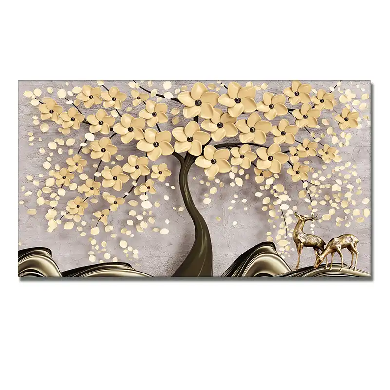 toile murale japonaise dorée modèle 5
